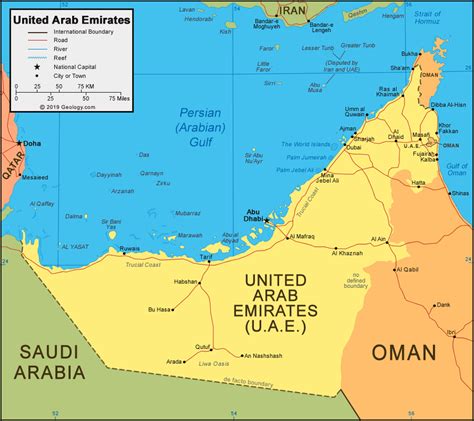 map of united arab emirates and saudi arabia